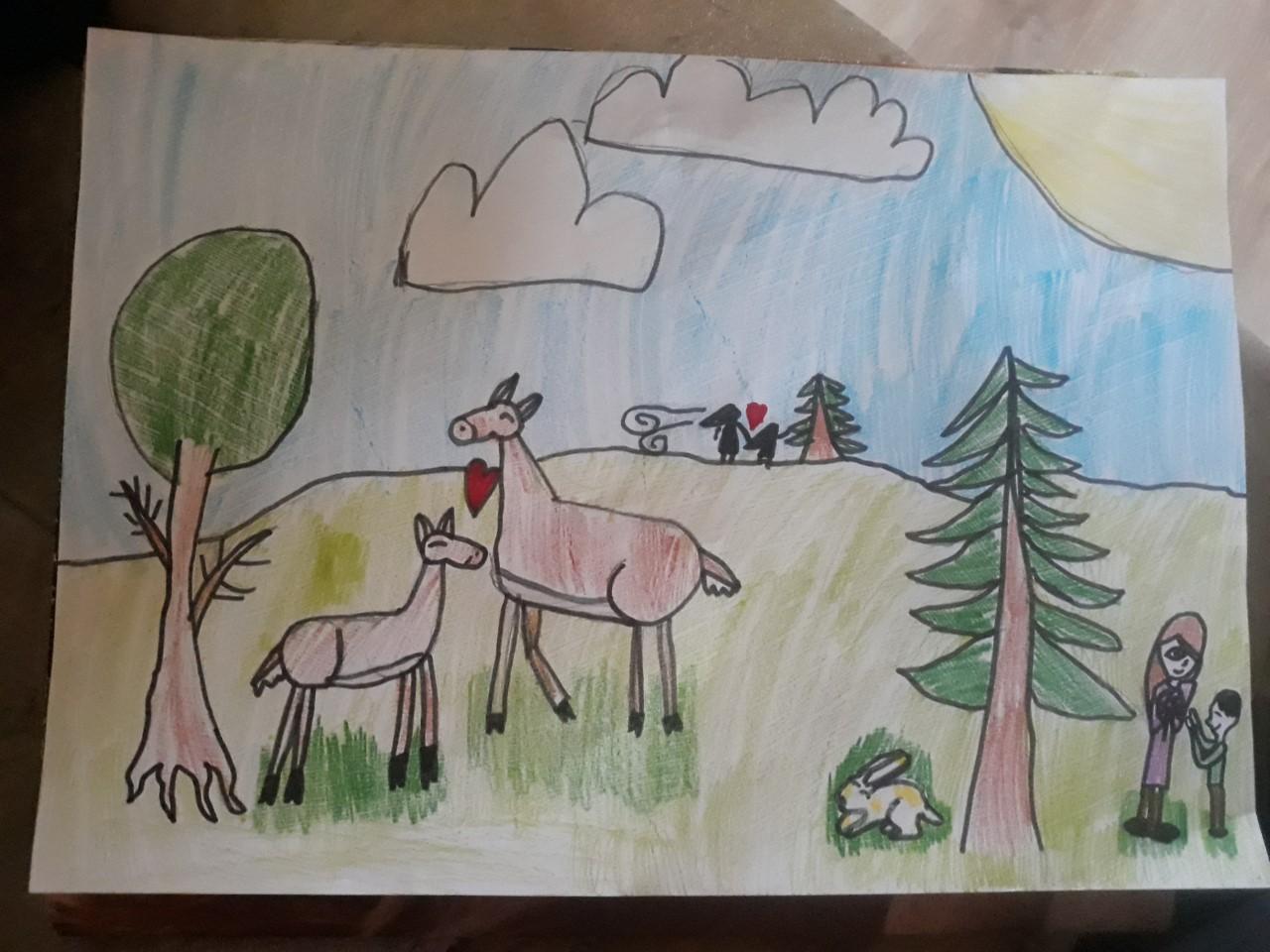 Johanna Väli 8 aastane vahva kompositsioon loomadega